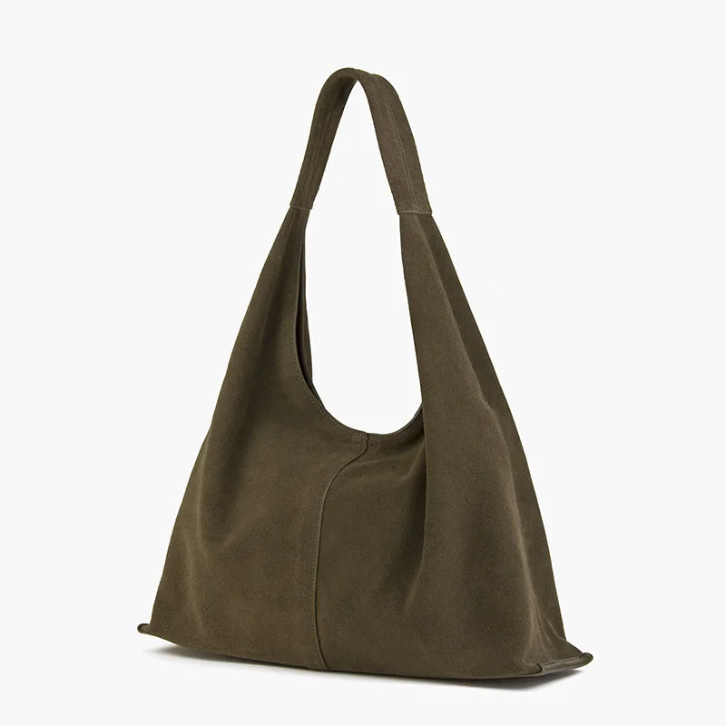 Wildleder Hobo Schultertasche Naturleder | Große Crescent