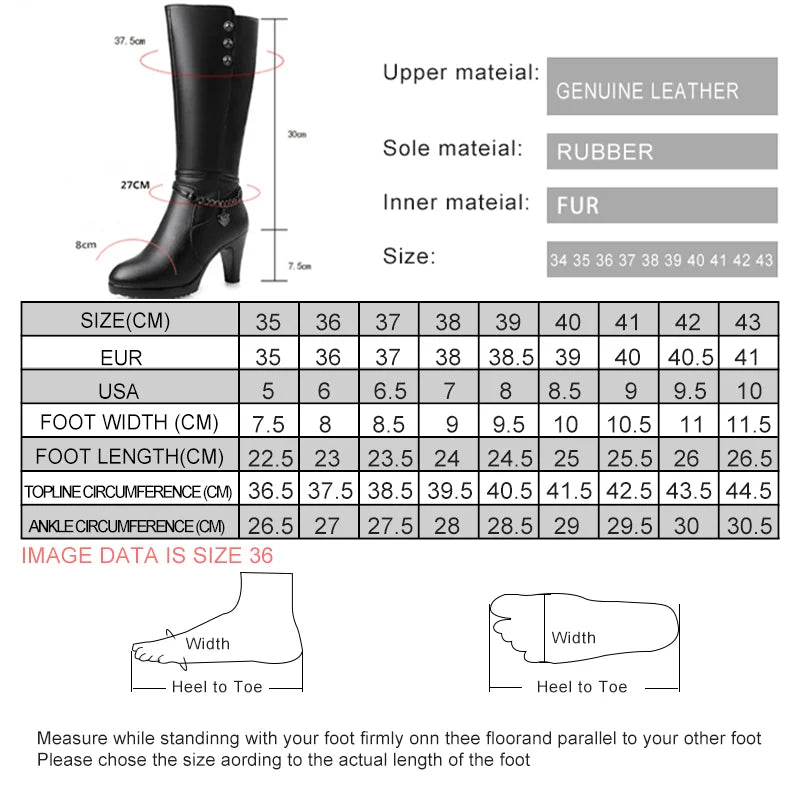AIYUQI Female winter shoes Woman boots high-heeled Genuine Leather motorcycle boots thick wool warm winter boots riding Boot