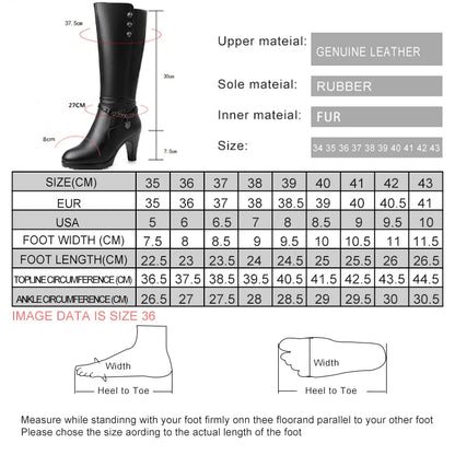 AIYUQI Female winter shoes Woman boots high-heeled Genuine Leather motorcycle boots thick wool warm winter boots riding Boot