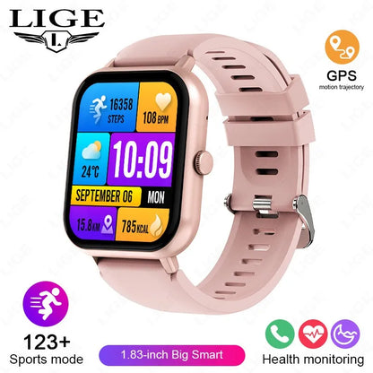 LIGE Multifunktions-Smartwatch für Männer und Frauen, Bluetooth, Anruf, Nachricht, Erinnerung, Sport, Schritt, Kalorien, Smartwatch, Weihnachtsarmband