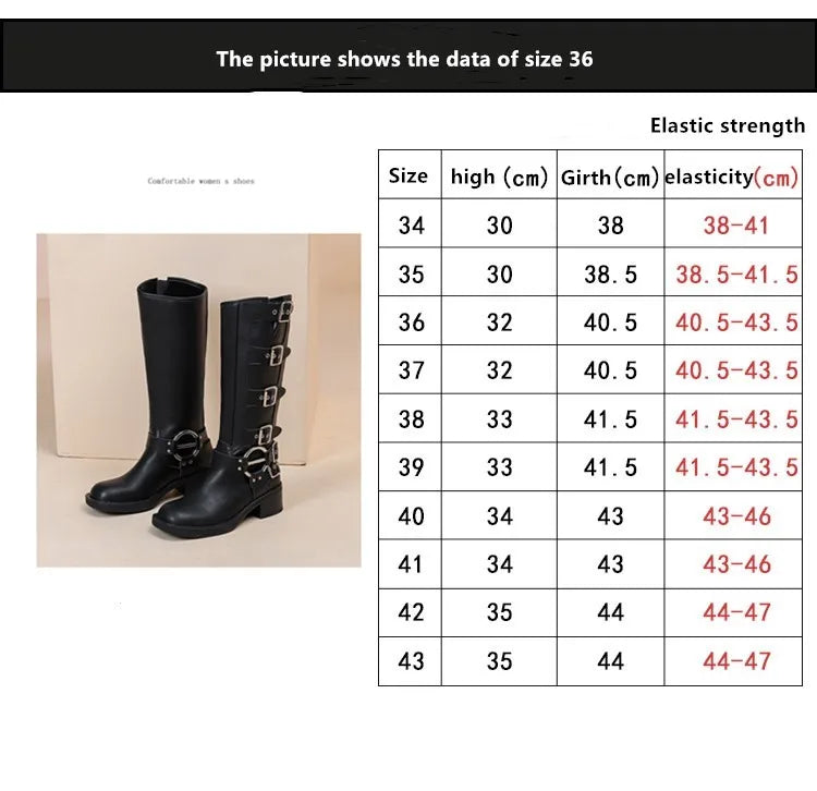 AIYUQI Women Cowboy Boots 2025 Autumn New Belt Buckle Women Marton Boots British Style Large Size 41 42 43 Women Long Boots