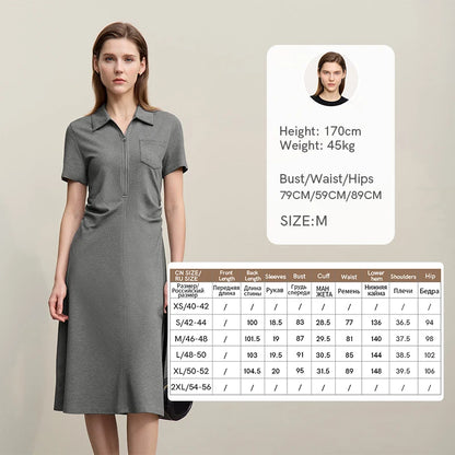 Stylisches Damenstrickkleid Mit Reverskragen Und Stretchstoff