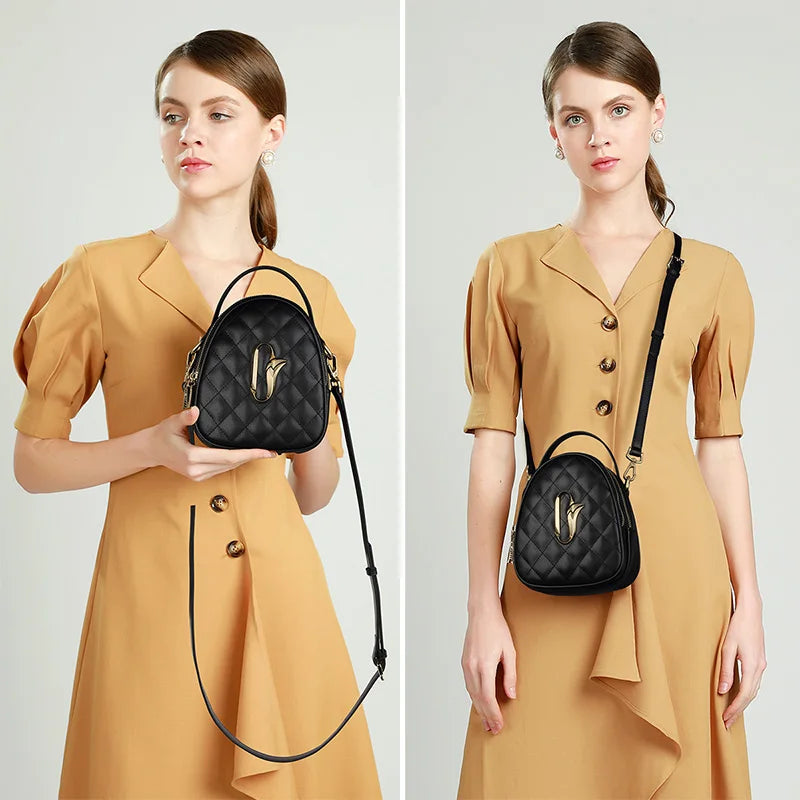 Damen Umhängetasche aus Leder kleine Mini Crossbody-Tasche