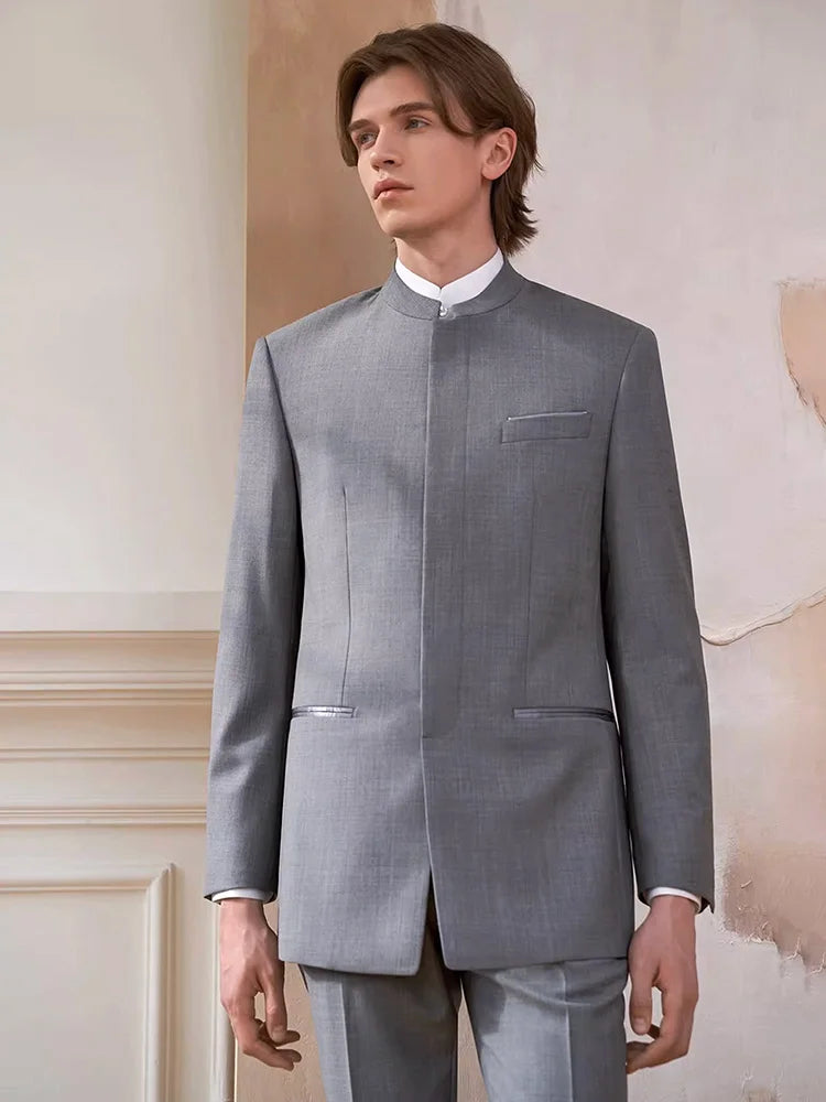 Hochwertiger Herrenanzug aus Wolle und Seide in Tiefblau – Slim Fit für formelle Anlässe und Hochzeiten