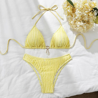 Sexy Bikini-Set mit Strasssteinen – Push-up Badeanzug für Damen