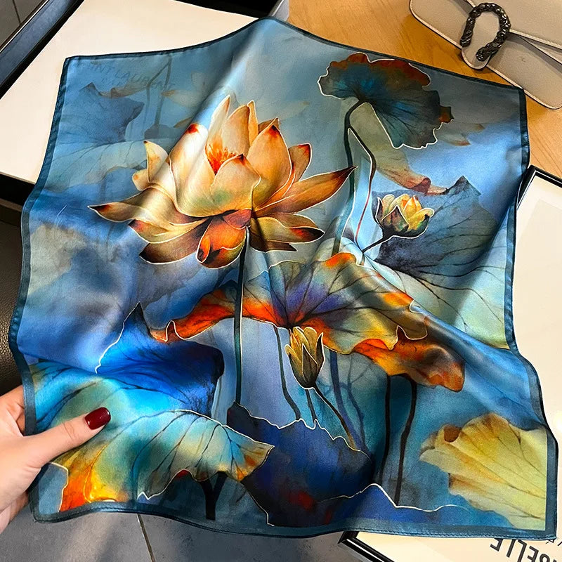 Damen Seidensatin Schal Tasche Kopf Bandana Halsschal klein quadratisch Luxus