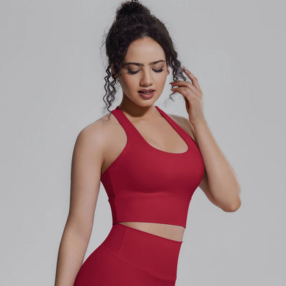 Damen Yoga-Top, ärmellos, rotes Fitness-Top mit seitlichem Cut-out
