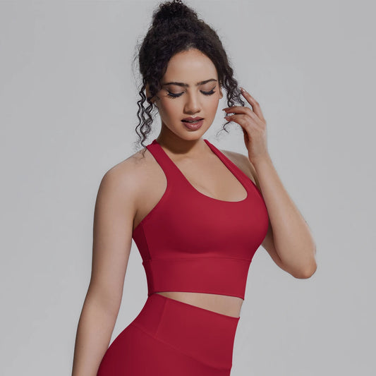 Damen Yoga-Top, ärmellos, rotes Fitness-Top mit seitlichem Cut-out