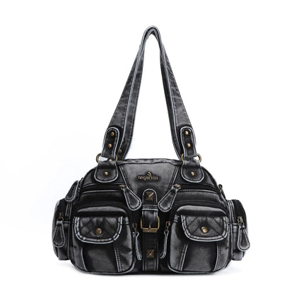 Damen-Handtasche Vintage Satchel Top-Handle Kunstleder Mit Mehreren Taschen und Innentaschen