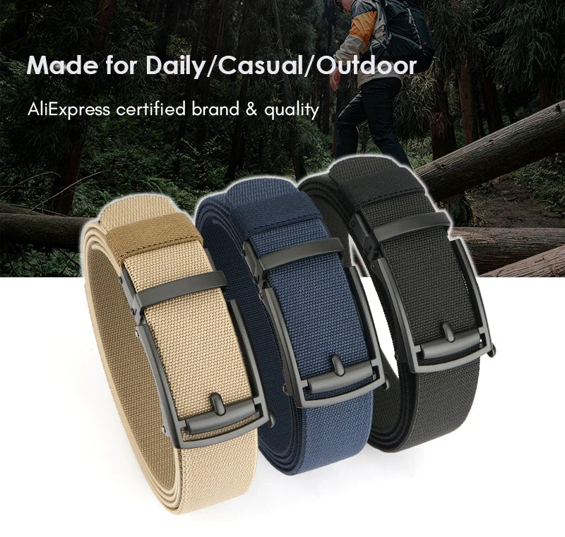 VATLY Elastik-Gürtel Herren Gunmetal Automatik-Schnalle Nylon Einheitsgröße