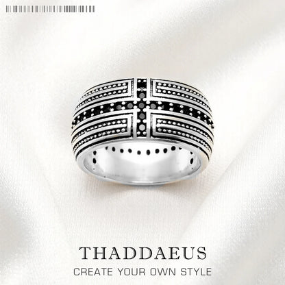 Damen-Ring schwarzes Kreuz CZ Seele aus Sterlingsilber