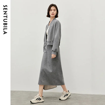 Leichter Damen-Wollpullover mit halbem Stehkragen und kurzen Ärmeln – ideal für den Sommer