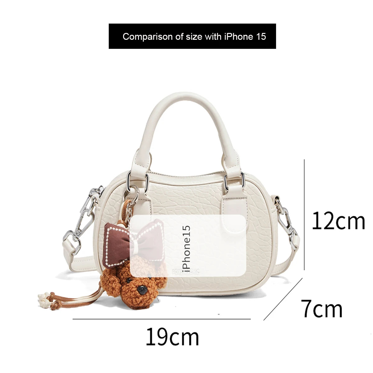 Damen Handtasche Aus Soft Leateh Im Boston Stil Mit Crossbody Anhänger