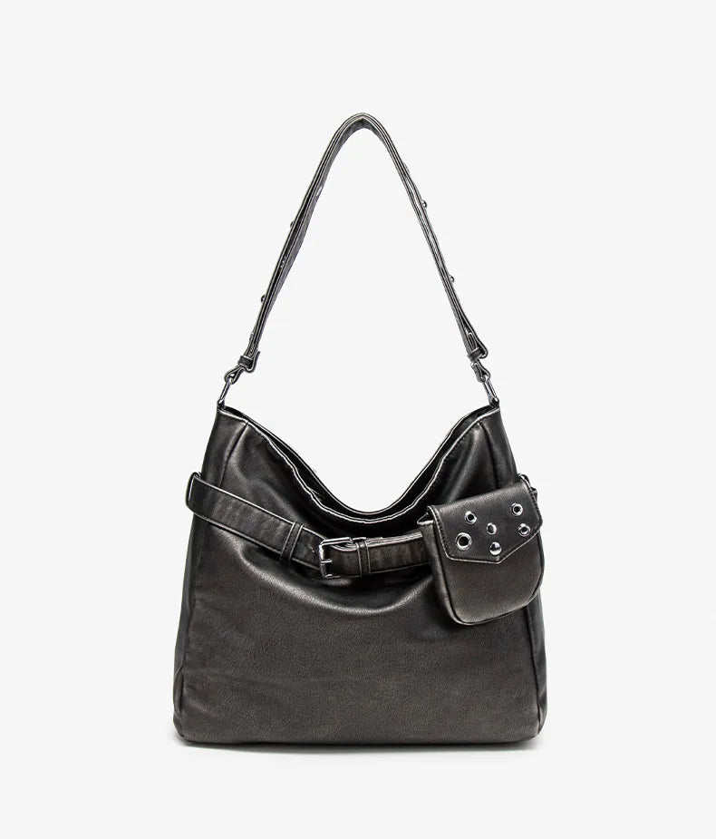 Damen-Schultertasche Vielseitig Geeignet für Alltag in stilvoller Form aus weichem Leder