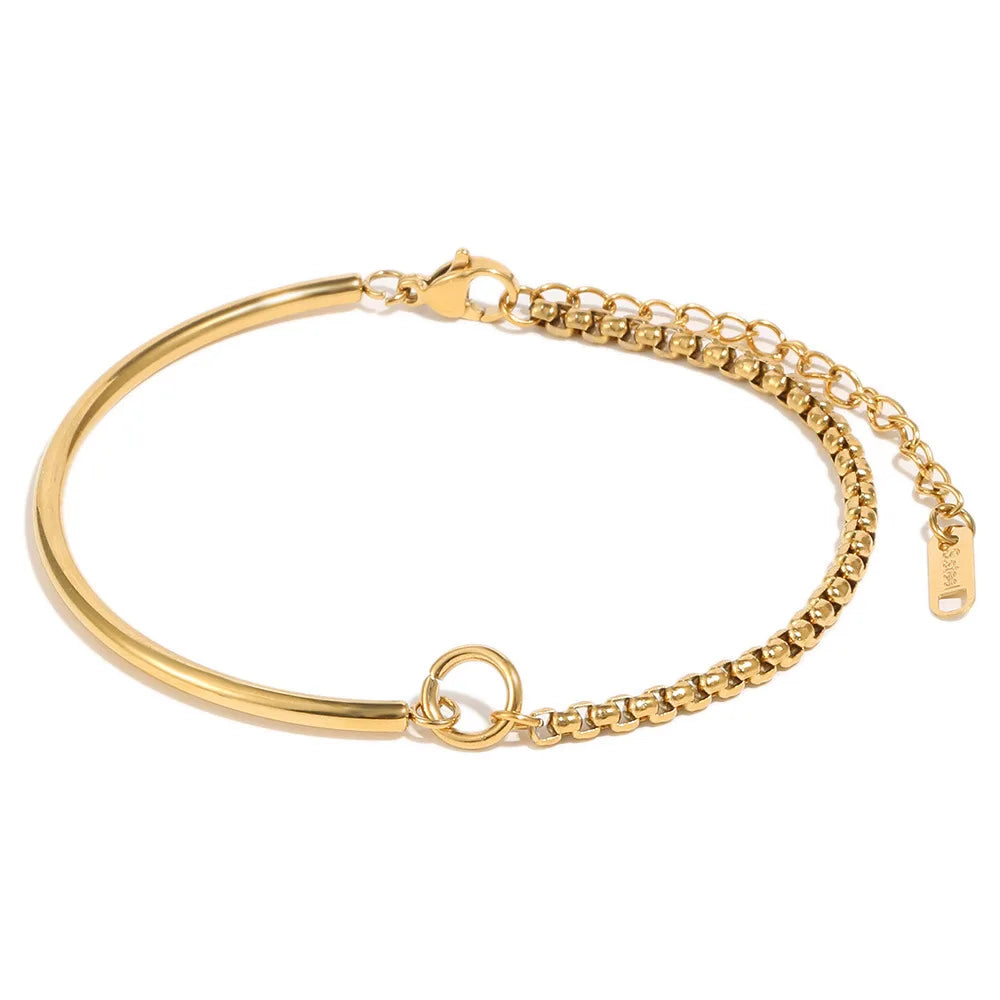 Damen-Armband mit Kastenkette und Stabglieder aus Edelstahl