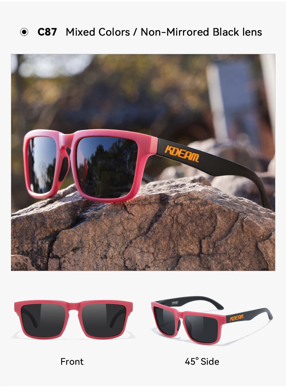 Sonnenbrille polarisiert TR90 Reißverschlussetui Unisex frische Farben