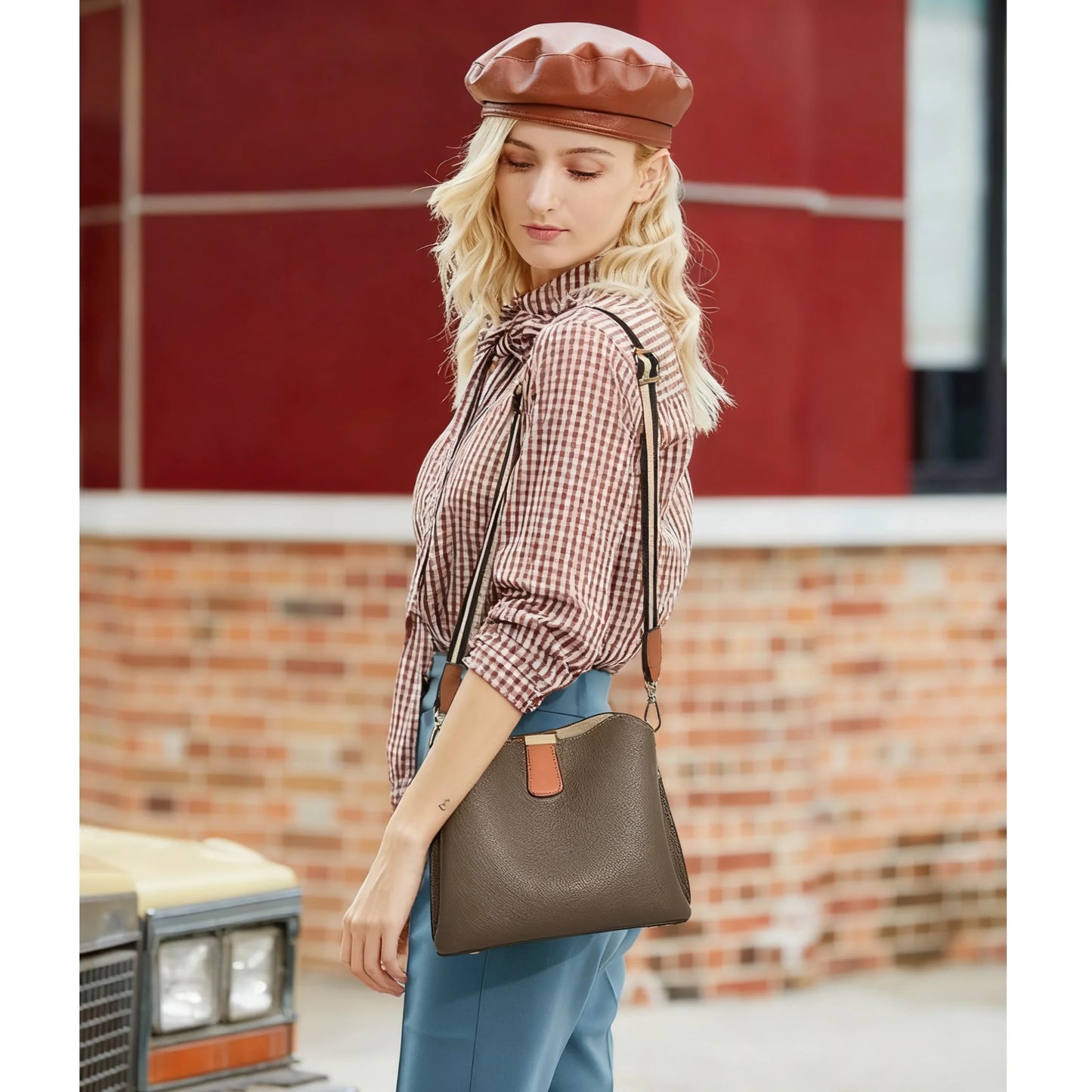 Damen Schulter Tasche im Retro Look