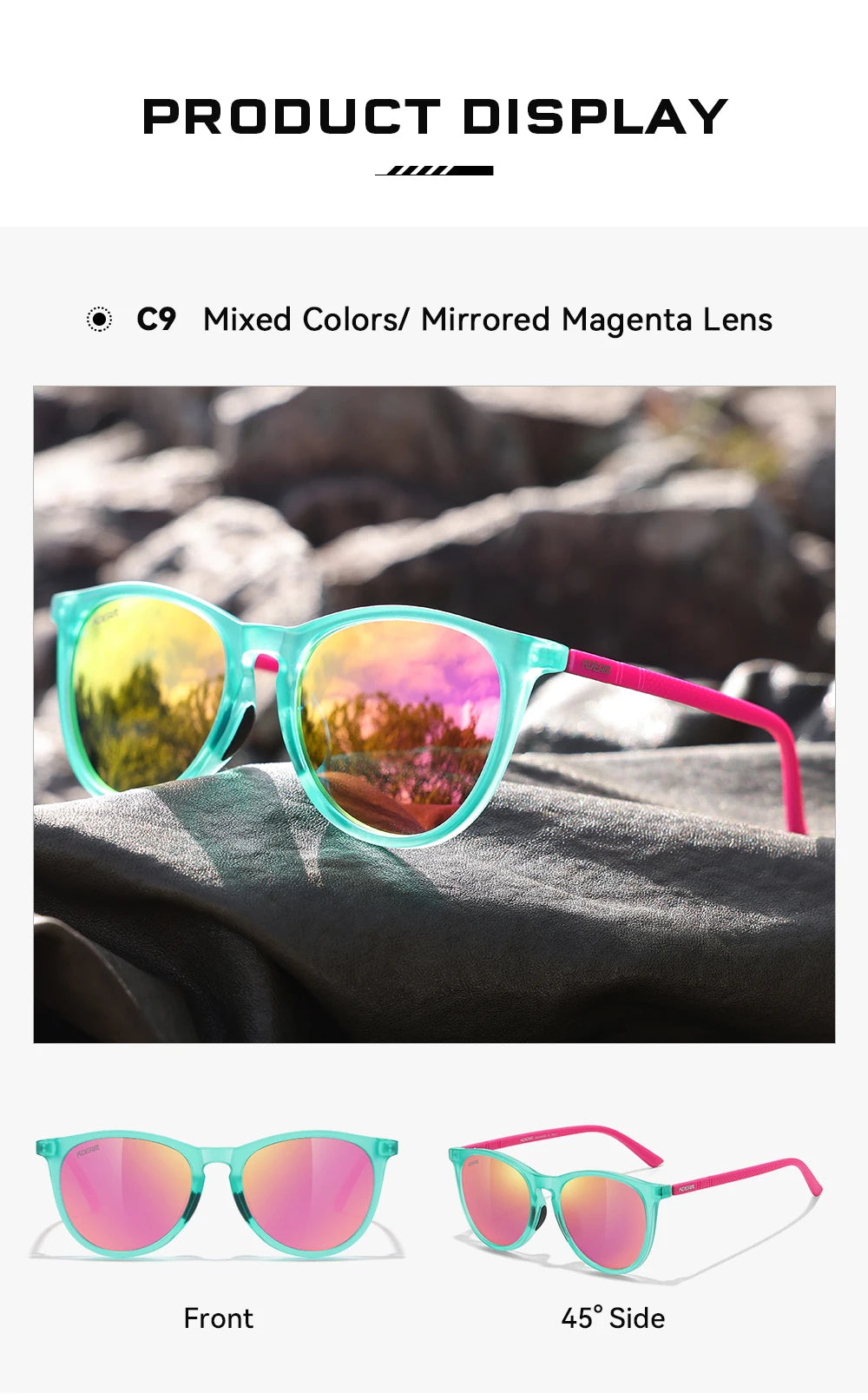Damen-Sonnenbrille oval Retro polarisiert rutschfest Nasenpads Vintage