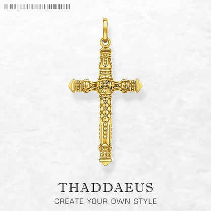 Damen-Charm-Anhänger Totenkopf Kreuz vergoldet Vintage aus Sterlingsilber