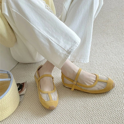 AIYUQI Damensandalen 2025, neue Mesh-atmungsaktive, rutschfeste Mary Jane-Damenschuhe, große flache Fischerschuhe für Damen