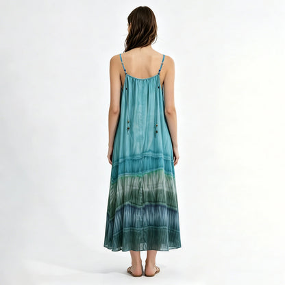 Frisches Tie Dye Damenkleid Leichter Stoff Ideal Für Reisen