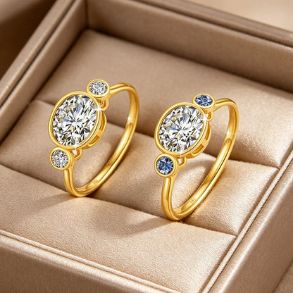 Damen-Verlobungsring aus Gelbgold 14K mit ovalem Moissanit, 2 Karat, feines Finish und langlebigem Glanz