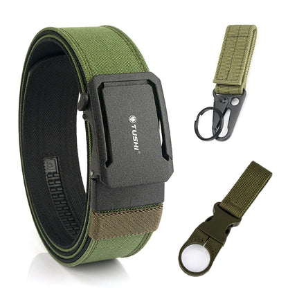 Herren-Taktischer Gürtel aus Nylon mit Automatischer Schnalle, 4,3 cm Breit, 120 cm Länge