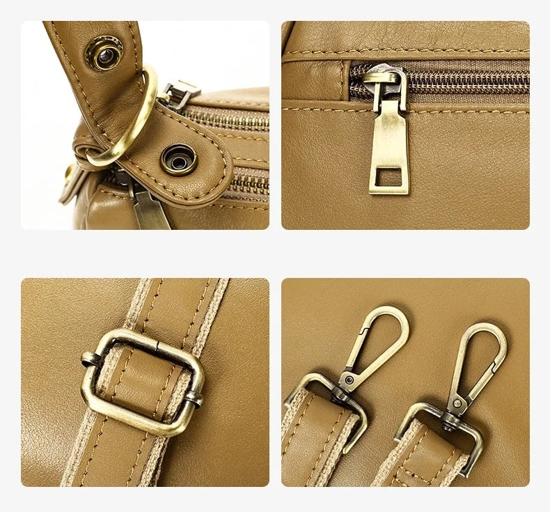 Damen-Schultertasche aus echtem Leder mit großem Fassungsvermögen und viel Stauraum