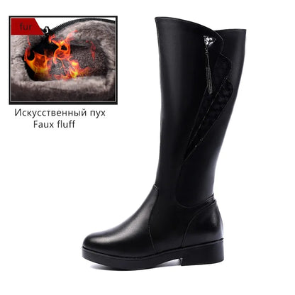 AIYUQI Women Winter Boots 2025 New Genuine Leather Women Long Boots Anti Slip Large Size 41 42 43 Wool Warm Knight Boots Women