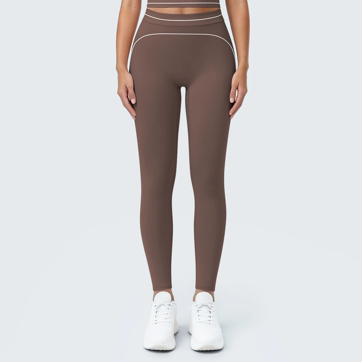 Nahtlose Yoga-Leggings, hochtailliert, schokoladenbraun, eng anliegend