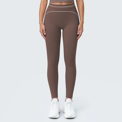 Nahtlose Yoga-Leggings, hochtailliert, schokoladenbraun, eng anliegend