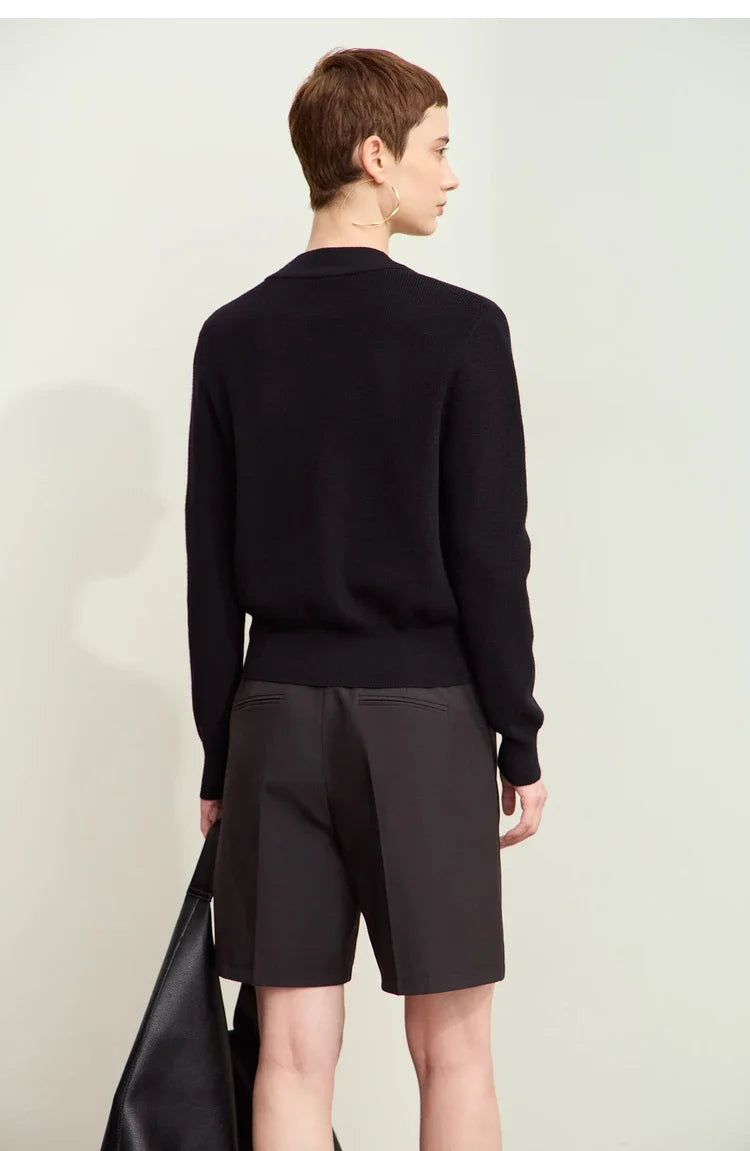 Damen-Strickjacke V-Ausschnitt Stickerei locker Langarm Herbst