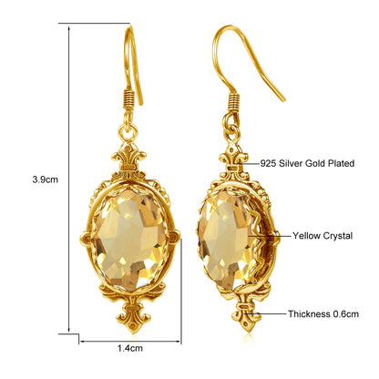 Damen-Ohrringe Gold Citrin Tropfenform Lang 10 x 14 mm 8 Ct Luxuriöse Schmuckstücke