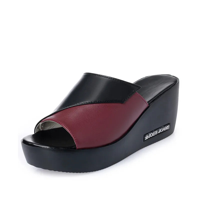 Aiyuqi Frau Plattform Flip Flops neue Sommer Frauen Echt leder Slipper High Heel Schuhe große Größe 41 42 43 Frauen Slipper