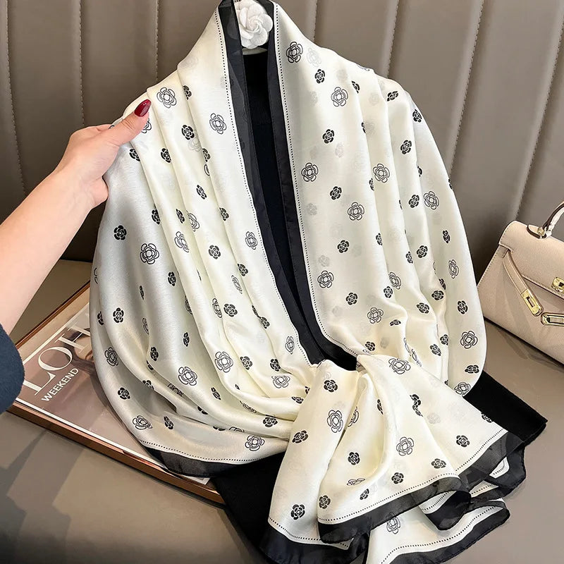 Damen Seidenschal groß 180x90cm Sommer Strand Foulard Bandana weich
