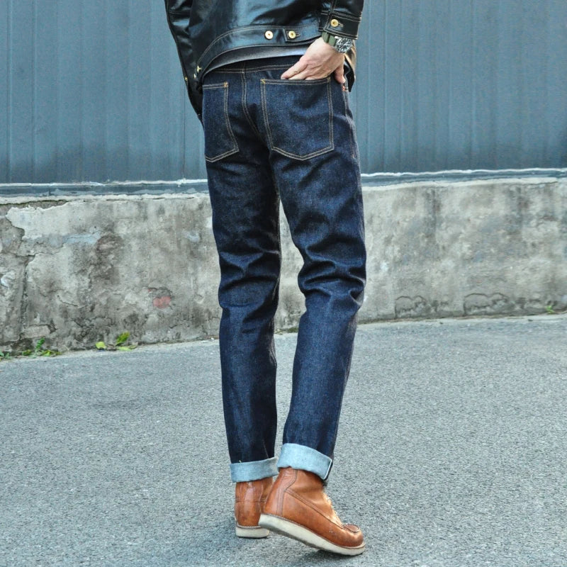 Herren Jeans aus Selvedge Denim mit schmaler Passform und Reißverschluss