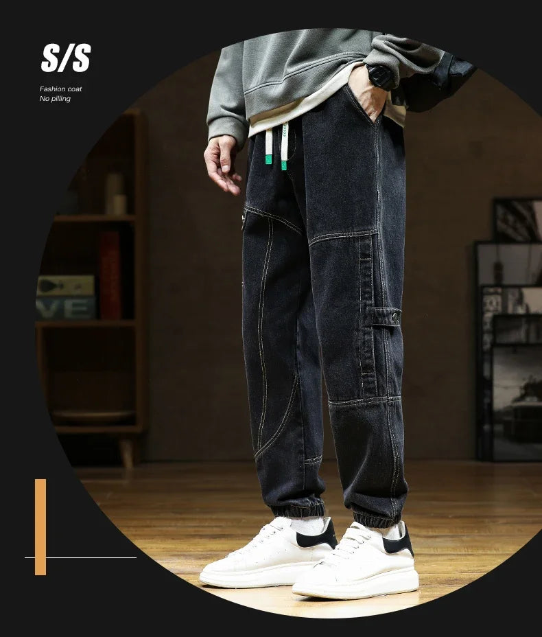 Herren Harem Jeans in Übergröße für Herbst und Winter mit zerrissenen Details