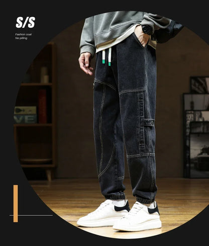 Herren Harem Jeans in Übergröße für Herbst und Winter mit zerrissenen Details