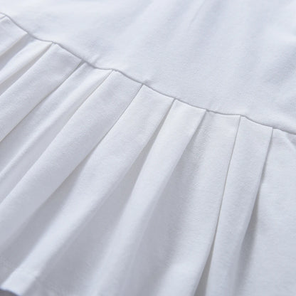 Kleinkind-Mädchenkleid im Alter von 2–6 Jahren, gelber Kragen, Sommer-Baumwollkleidung für Kinder, süßes lässiges Outfit