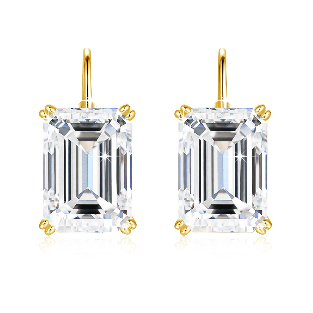 Damen-Clip-Ohrringe aus Silber 925 mit Moissanit Emerald-Schliff 10 Ct Hypoallergen