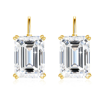 Damen-Clip-Ohrringe aus Silber 925 mit Moissanit Emerald-Schliff 10 Ct Hypoallergen