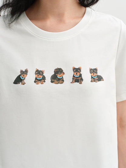 Zweiteiliges Damen-Shirt-Set mit Puffärmeln und Rundhalsausschnitt – ideal für den Sommer