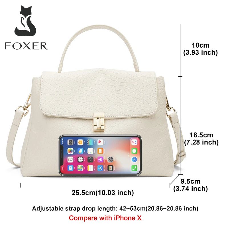 Damen Handtasche aus Leder mit Lychee Pattern Flap Messenger
