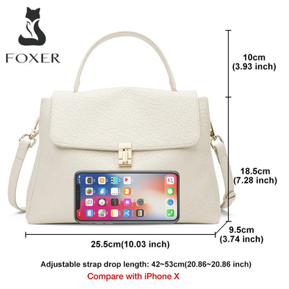 Damen-Tasche aus Splitleder mit Lychee-Muster und eleganter Klappverschluss für Alltag und Büro