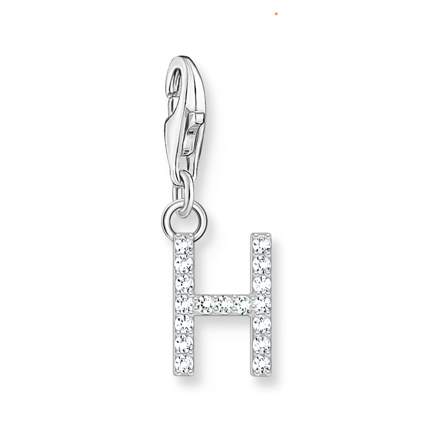 Damen-Charm-Anhänger Buchstaben weißer Stein klassisch aus Sterlingsilber