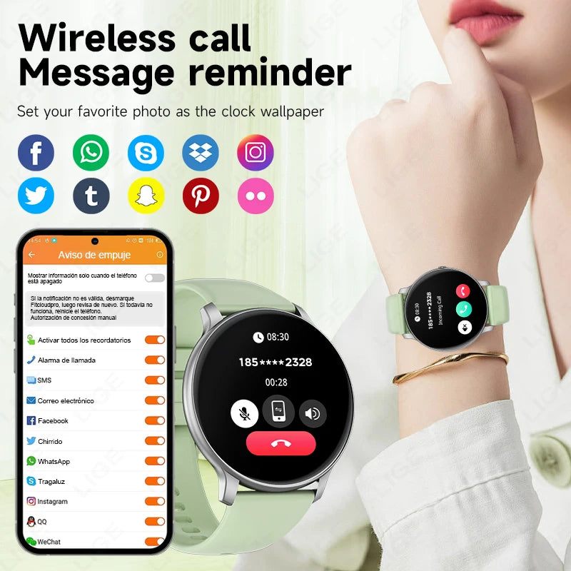 LIGE 2025, neue Smartwatch, 1,39-Zoll-HD-Display, Antwort auf Anruf, Nachricht, Vorschau, Sport, DIY-Zifferblatt, Musik-Smartwatch für Männer und Frauen