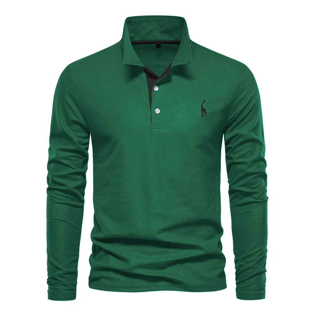 Premium Herren Langarm Polo Shirt Atmungsaktiv Und Elegant Für Business