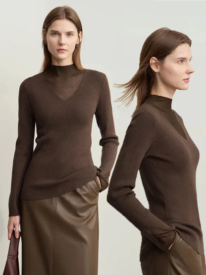 Damen Rollkragenpullover mit transparentem Panel aus der Winterkollektion 2024