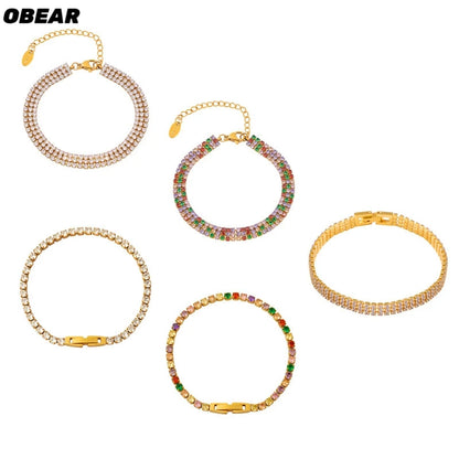 Damen-Kettenarmband mit Zirkonia und Regenbogenkristall