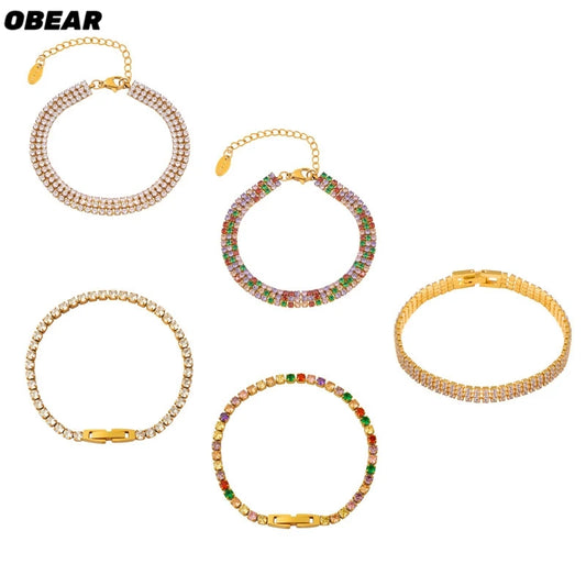 Damen-Kettenarmband mit Zirkonia und Regenbogenkristall